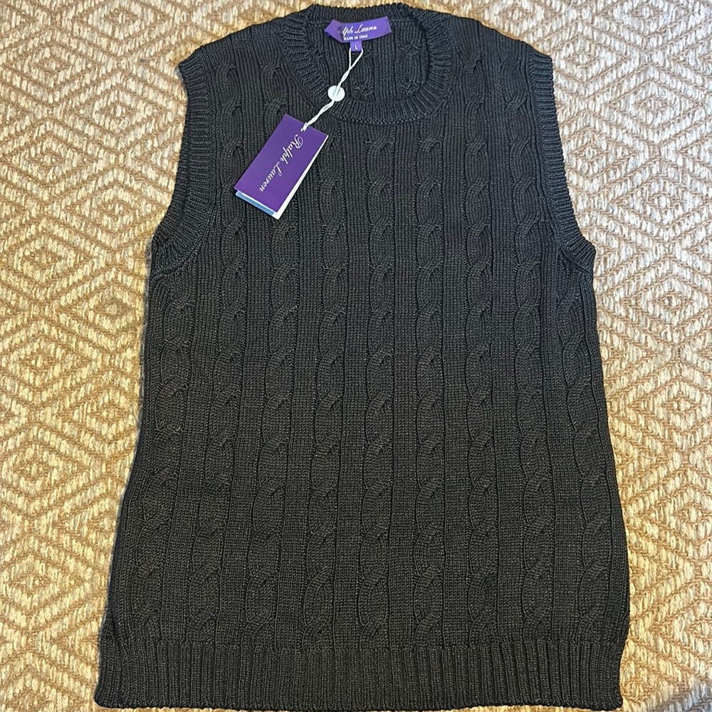 Ralph Lauren Purple Label 100% Silk Cable Knit Tank, NWT